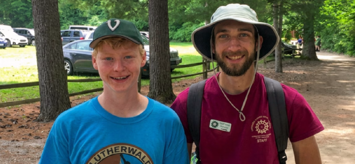 Matt at 12 with his camp counselor.